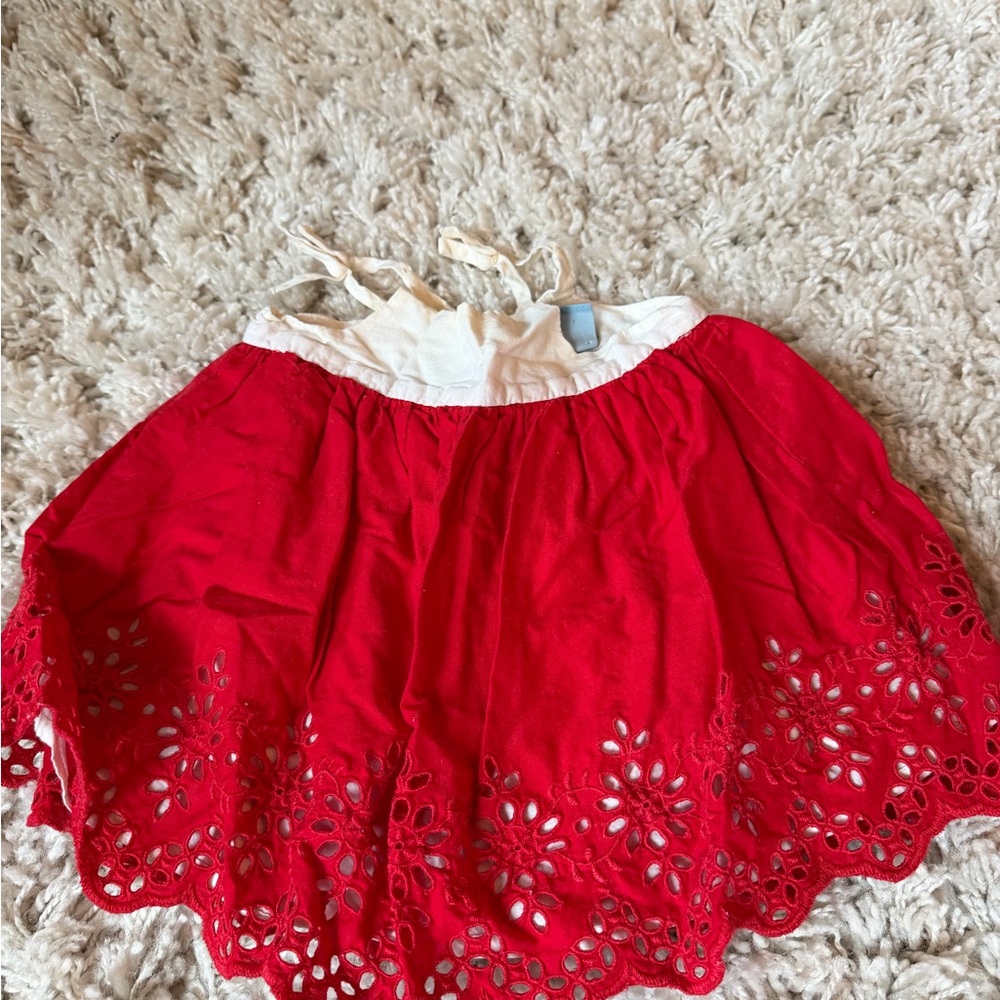 GAP Red Eyelet A-Line Skirt